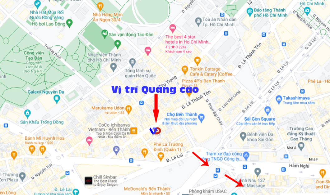 Bản đồ vị trí Khu Vực Chợ Bến Thành