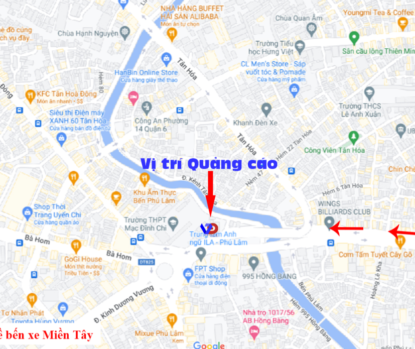 Bản đồ vị trí 834 Hồng Bàng, Cầu Ông Buông 1 – Vòng xoay Phú Lâm