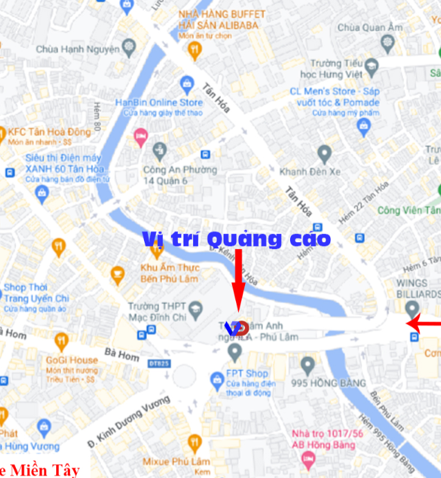Bản đồ vị trí 836 Hồng Bàng – Cầu Ông Buông 1 – Vòng xoay Phú Lâm