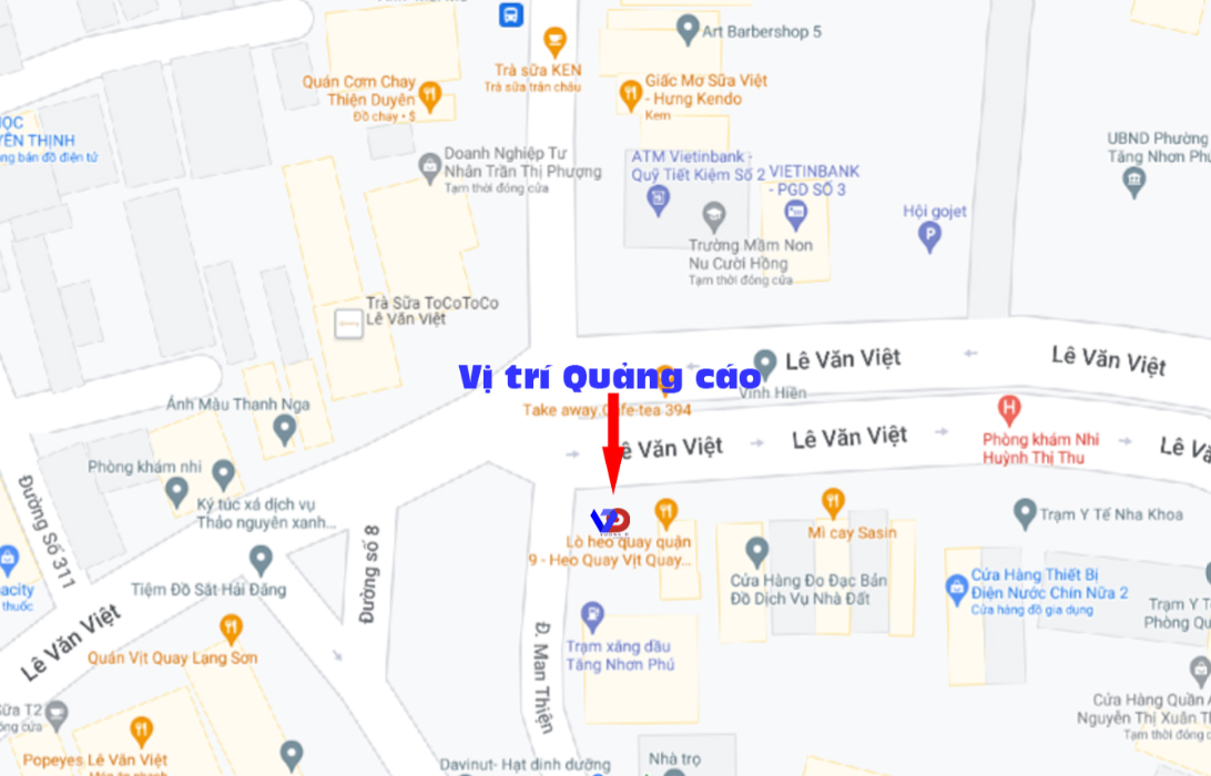 Bản đồ vị trí Ngã Ba Lê Văn Việt – Man Thiện