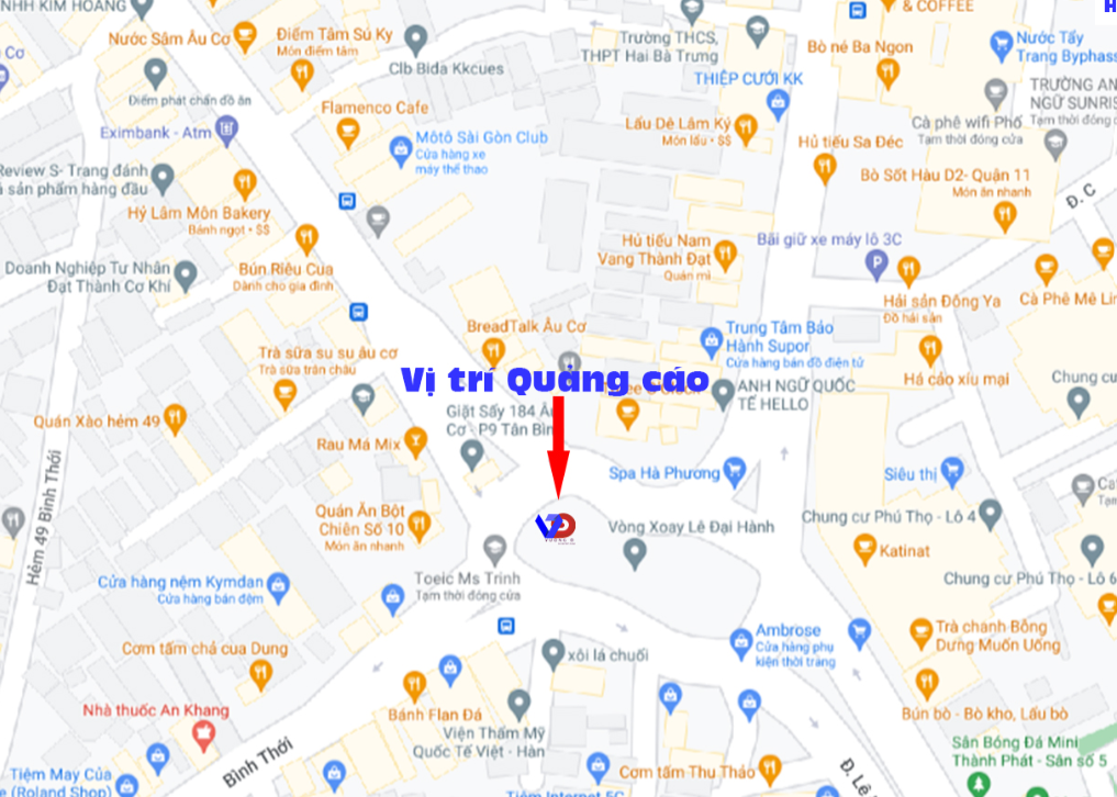 Bản đồ vị trí Vòng Xoay Lê Đại Hành – Âu Cơ