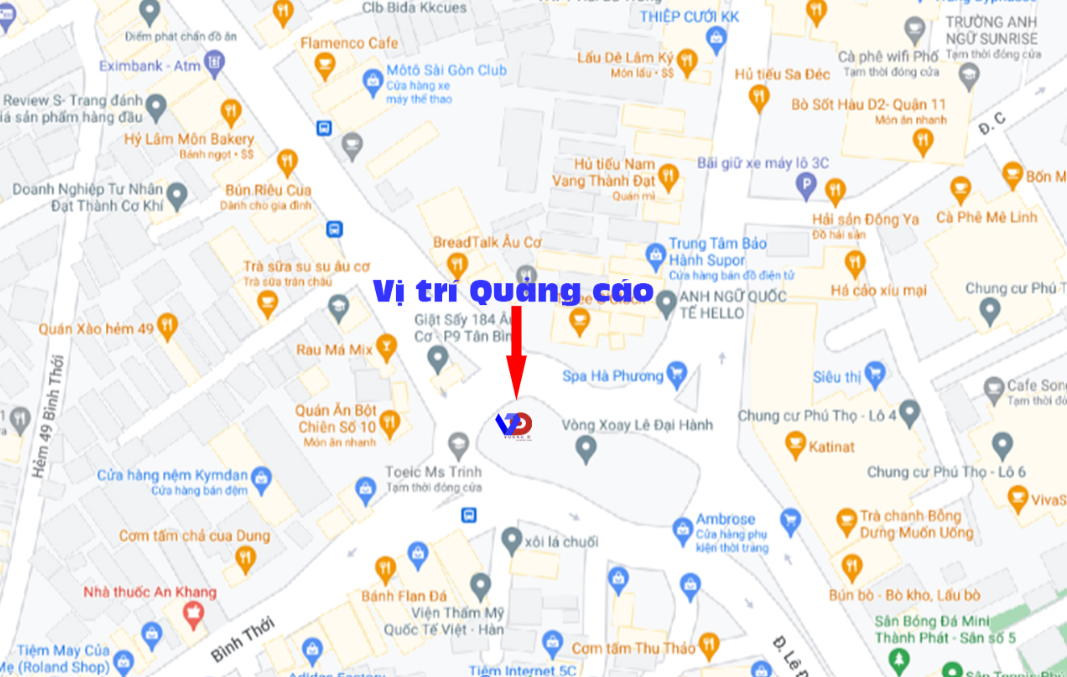 Bản đồ vị trí Vòng Xoay Lê Đại Hành – Âu Cơ