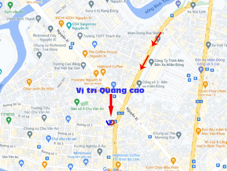 Bản đồ vị trí Bến Xe Miền Đông