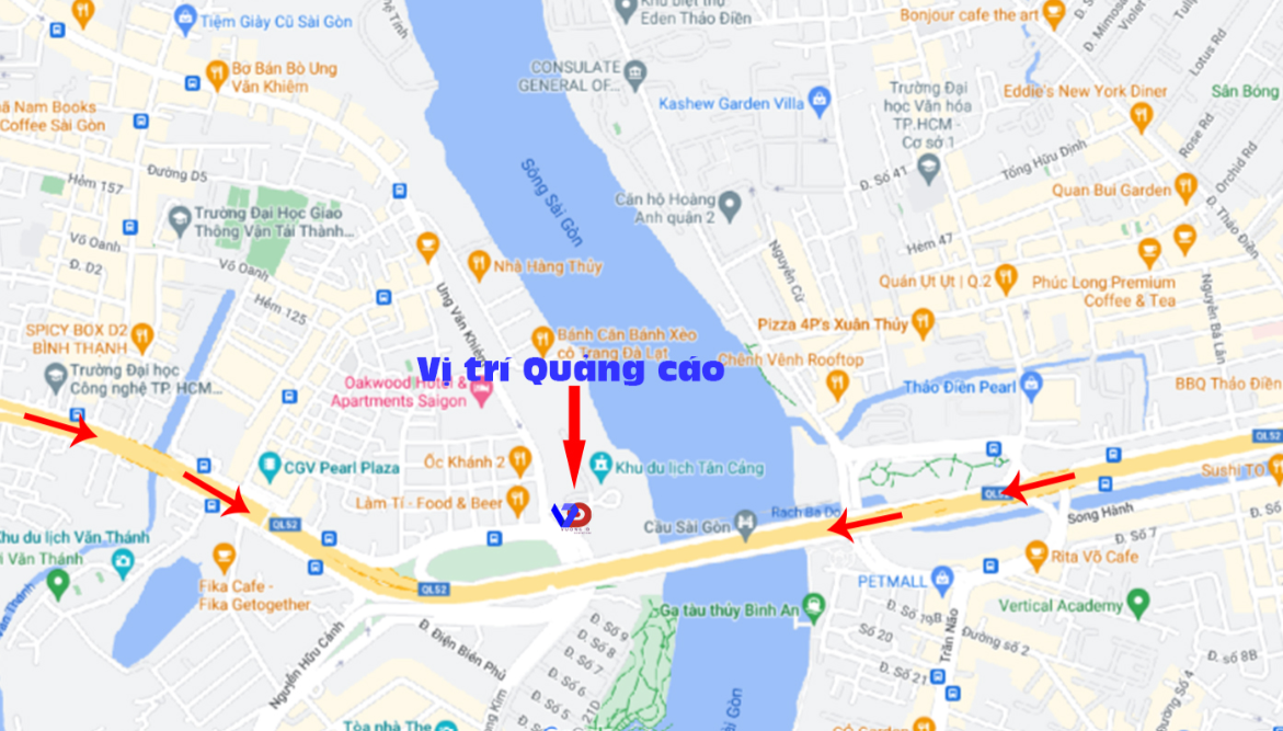 Bản đồ vị trí Chân Cầu Sài Gòn – Phía trước Khu du lịch Tân Cảng