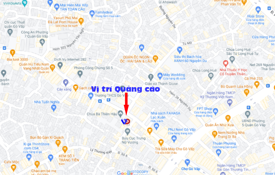 Bản đồ vị trí Ngã ba Nguyễn Văn Nghi – Nguyễn Du – Lý Thường Kiệt
