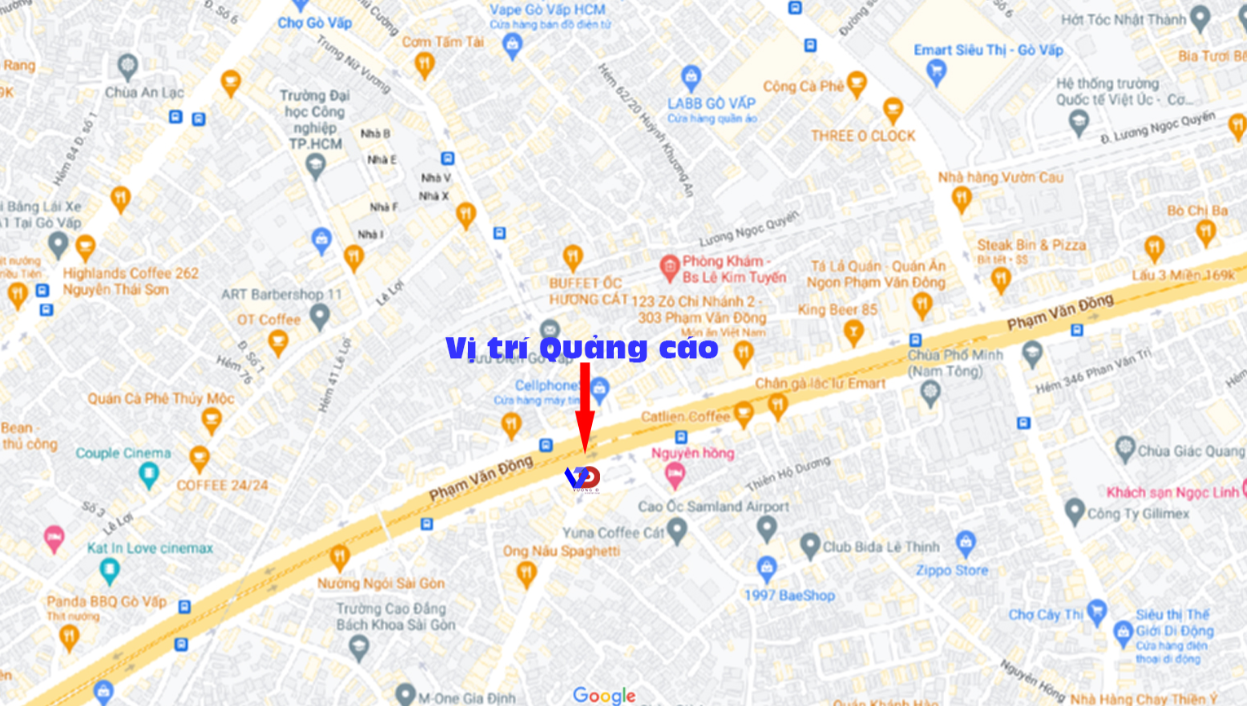 Bản đồ vị trí Vòng Xoay Lê Quang Định – Phạm Văn Đồng