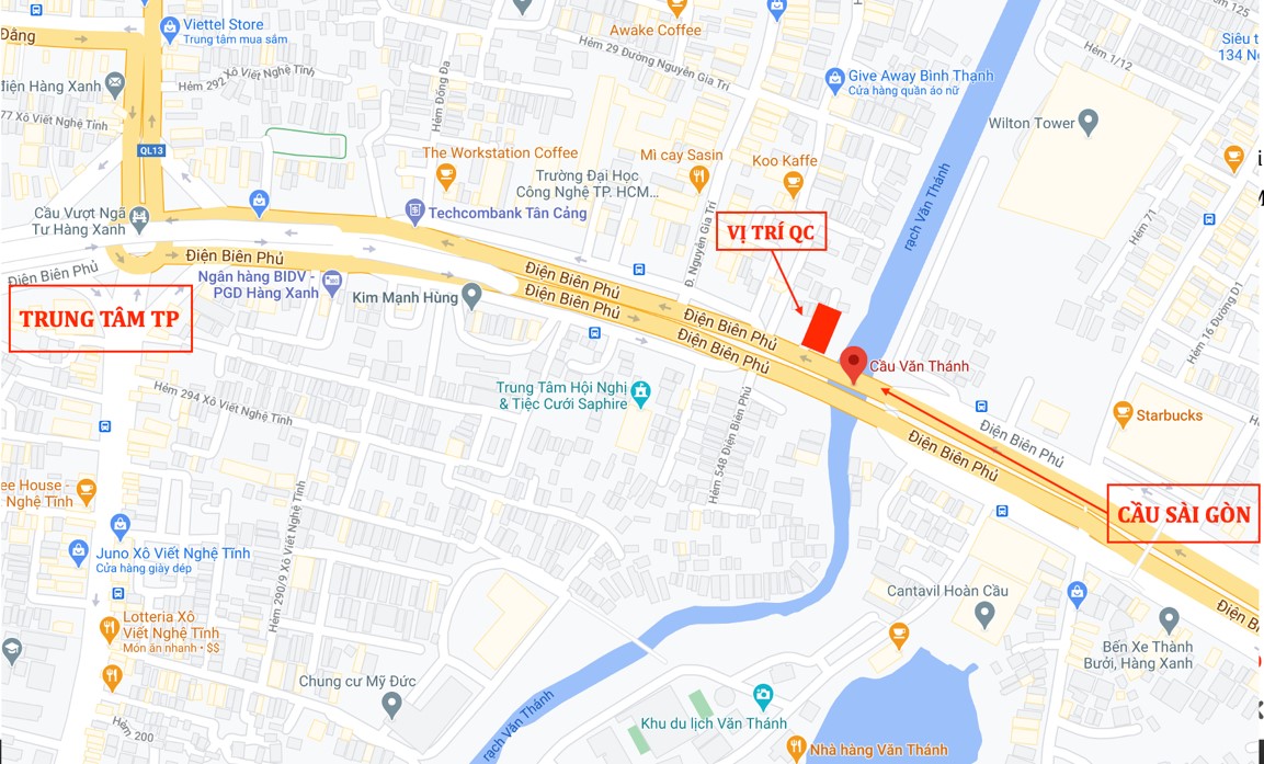Bản đồ vị trí Bảng quảng cáo ngoài trời Cầu Văn Thánh, Điện Biên Phủ, quận Bình Thạnh, Hồ Chí Minh
