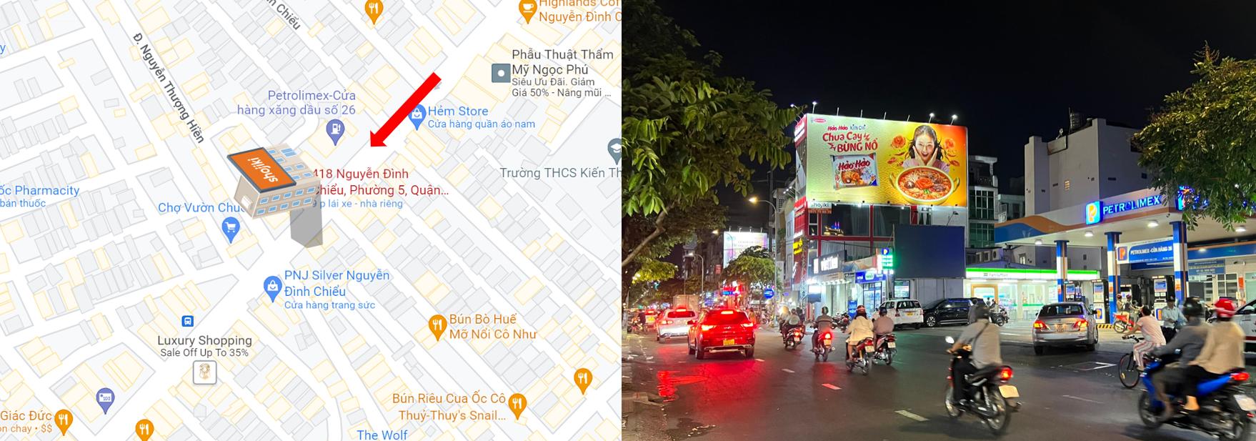 Bản đồ vị trí Bảng quảng cáo ngoài trời 418 Nguyễn Đình Chiều, quận 3, Hồ Chí Minh