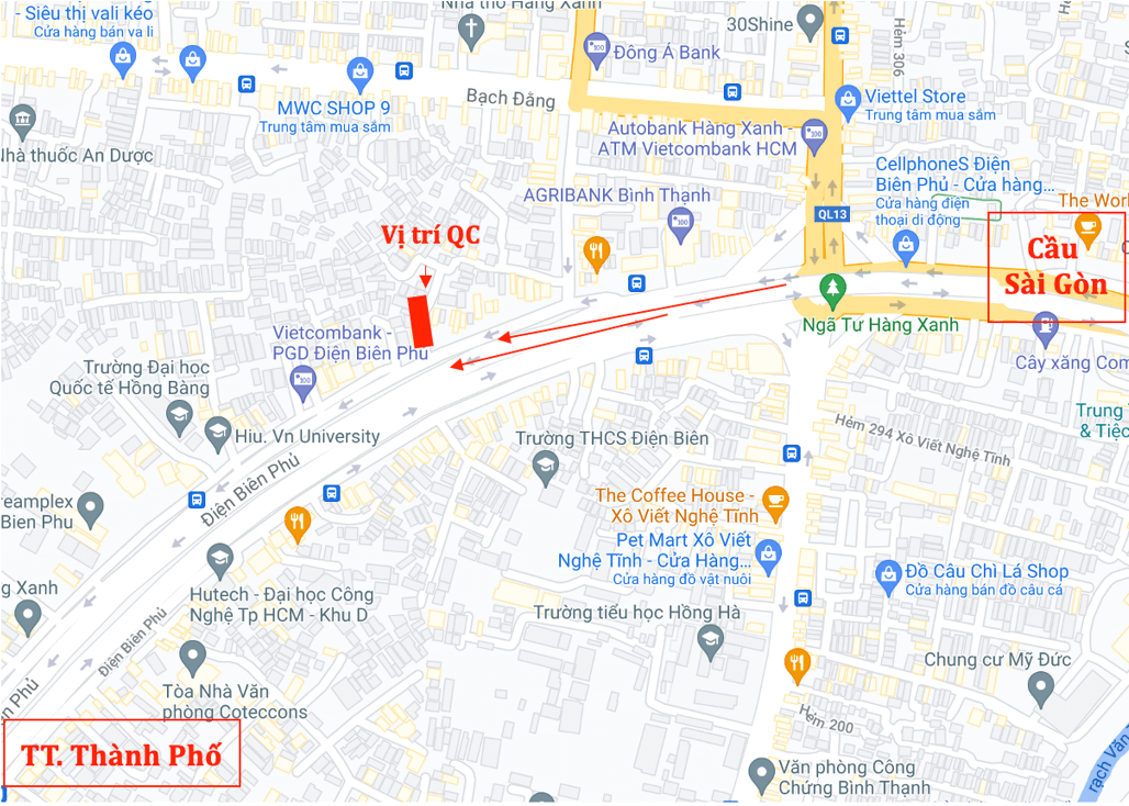 Bản đồ vị trí Bảng quảng cáo ngoài trời 293 Điện Biên Phủ, quận Bình Thạnh, Hồ Chí Minh