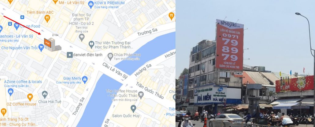 Bản đồ vị trí Bảng quảng cáo ngoài trời Lê Văn Sỹ, quận 3