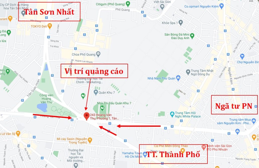Bản đồ vị trí Bảng quảng cáo ngoài trời 243 Hoàng Văn Thụ, quận Tân Bình, Hồ Chí Minh